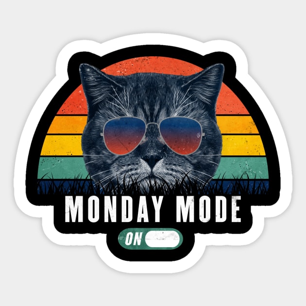 Monday Retro Funny cat Monday mode on 80s after party Gift for Cat Lover Sticker by geekmethat